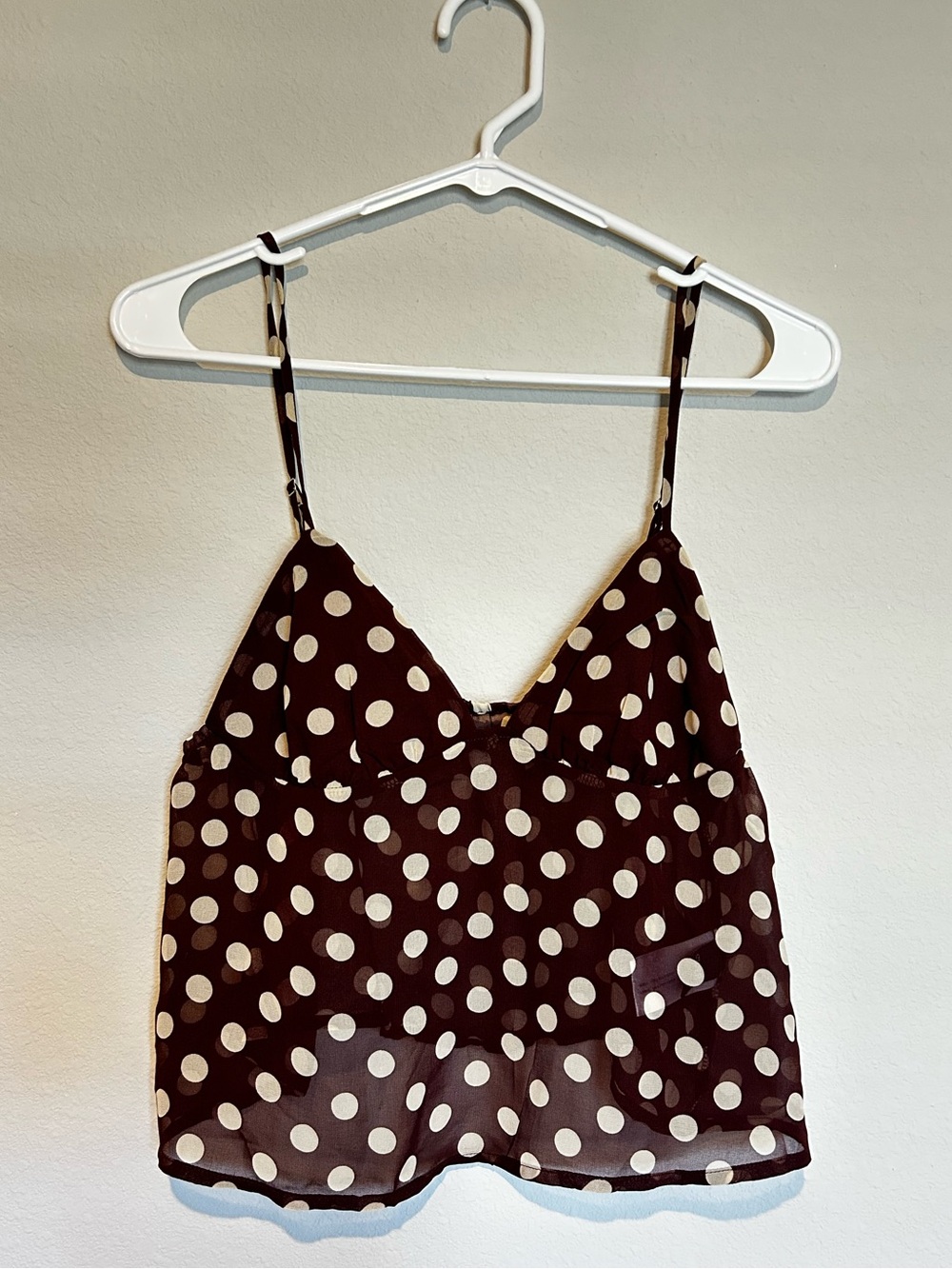 Polka Dot Spaghetti Strap Cami Tank Top